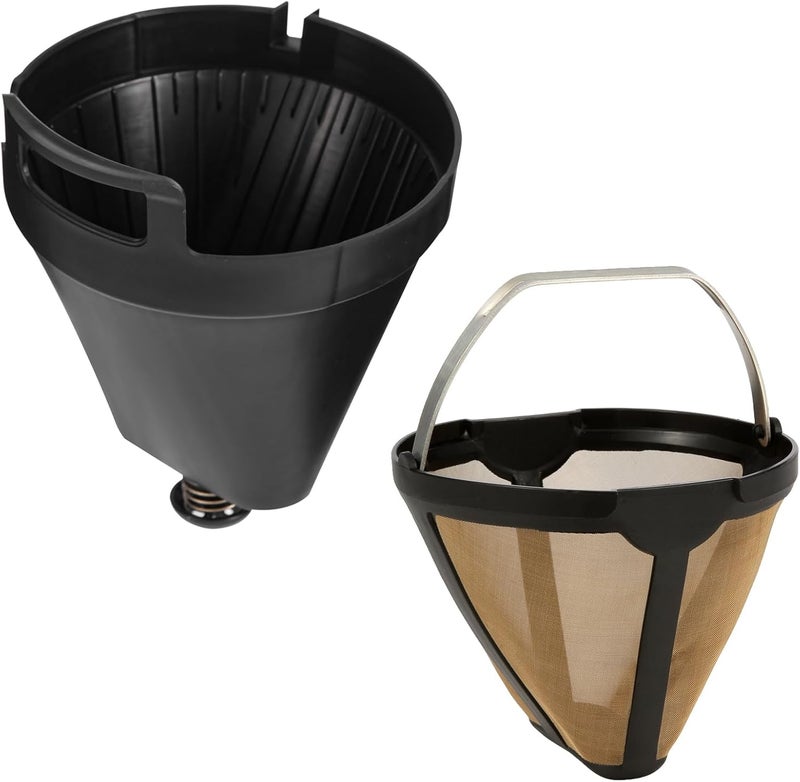SLLFLY Permanent CE250 CE251 Filter Basket Holder & Gold Tone Filter Set，Compatible with Ninja 12-Cup Programmable Coffee Brewer CE200, CE200BRN, CE200C, CE201, CE201BRN, CE201C - Image 1